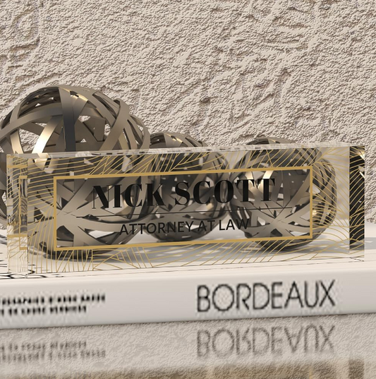 Personalized Office Desk Name Plate on Acrylic Glass: Custom Name Plates for Professional Workspaces