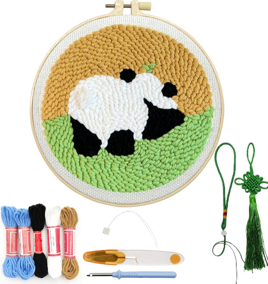 Danvk Panda Punch Needle Embroidery Kit for Beginners – Cute DIY Craft Gift for Kids and Adults