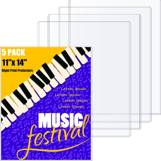 5PCS 11 x 14 Rigid Print Protectors: Heavy Duty Clear Plastic Sheet Protectors for Documents and Posters