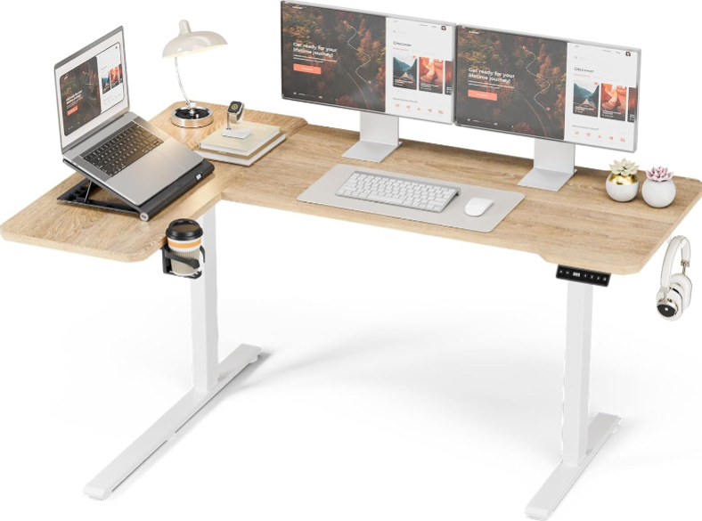 59-Inch L-Shaped Standing Desk Review – Adjustable Height Electric Corner Desk for Home Office & Gaming