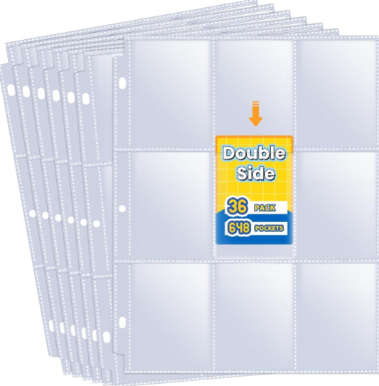 Fabmaker 648-Pocket Double-Sided Trading Card Sleeves: Premium 9-Pocket Binder Pages for Card Collectors