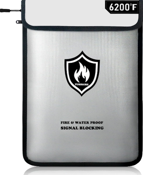 6200°F Upgraded Fireproof Document Bag 15.7 x 11.4 – RFID Blocking Faraday Bag for Money, Documents, and Devices