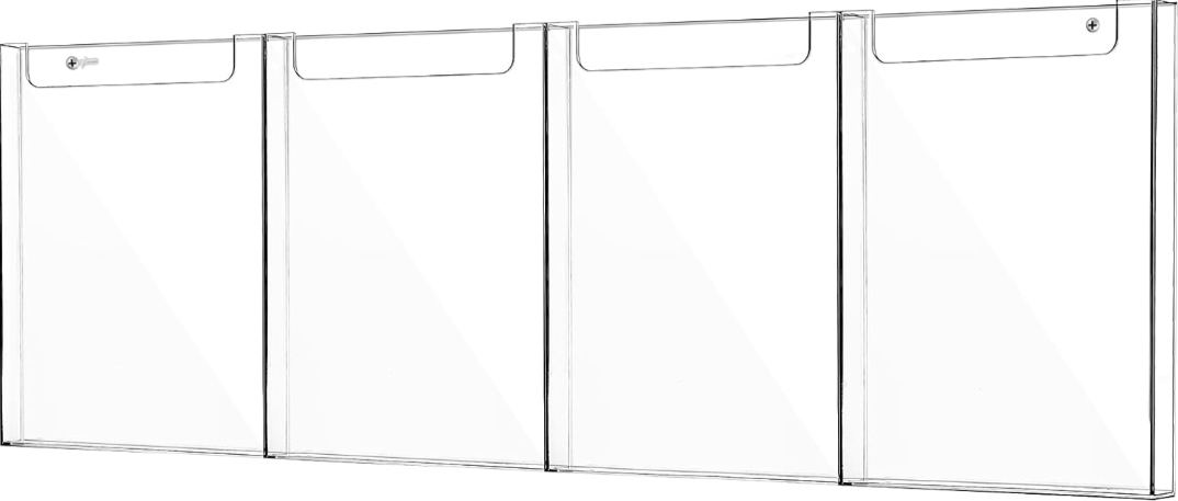 Barydat Acrylic Brochure Holder 8.5 x 11 Inch: Wall Mount Flyer and Magazine Display Rack with 4 Pockets