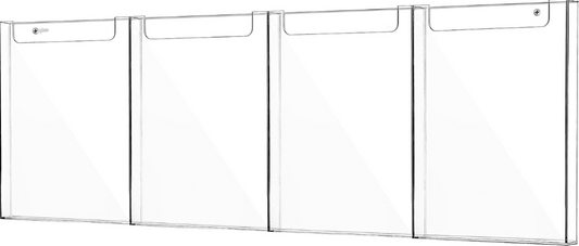 Barydat Acrylic Brochure Holder 8.5 x 11 Inch: Wall Mount Flyer and Magazine Display Rack with 4 Pockets