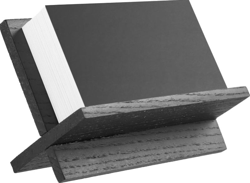 Business Card Holder for Desk – Modern Black Wood Card Stand for Professional Office Display