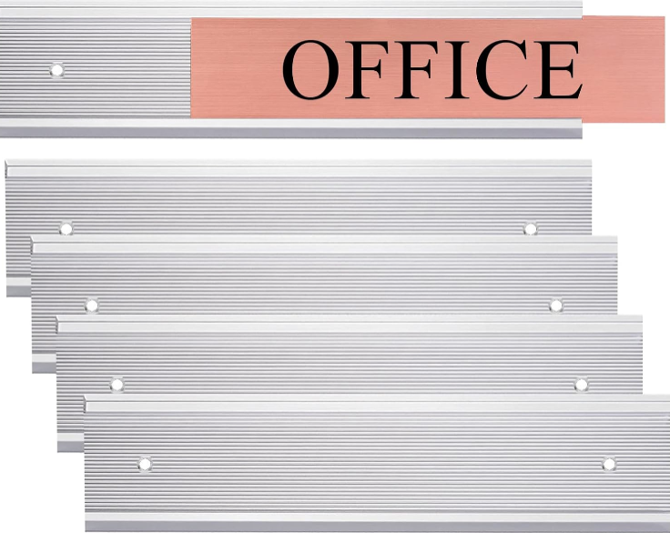 SINYUDUN Aluminum Wall or Door Name Plate Holder 2x8: Office Door Sign Holders 5 Pack