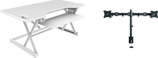 Rocelco 46" Height Adjustable Standing Desk Converter with Double Monitor Mount – Ergonomic Sit-Stand Workstation