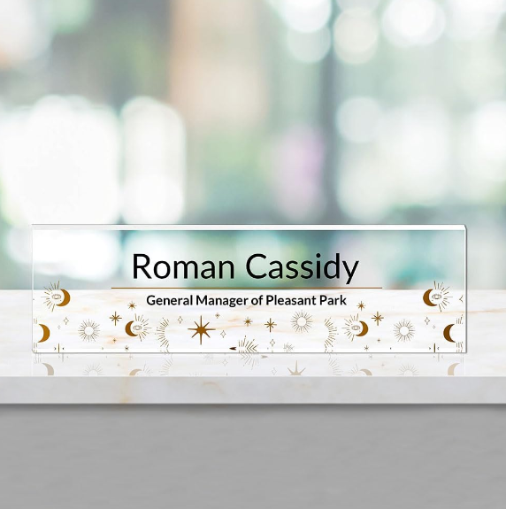 Personalized Desk Name Plate with Golden Stars: Office Decor and Teacher Appreciation Gift in the USA