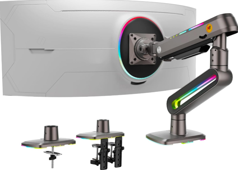 NB Designer Gaming Monitor Arm – Heavy Duty RGB Monitor Mount for 32–60 Inch Screens