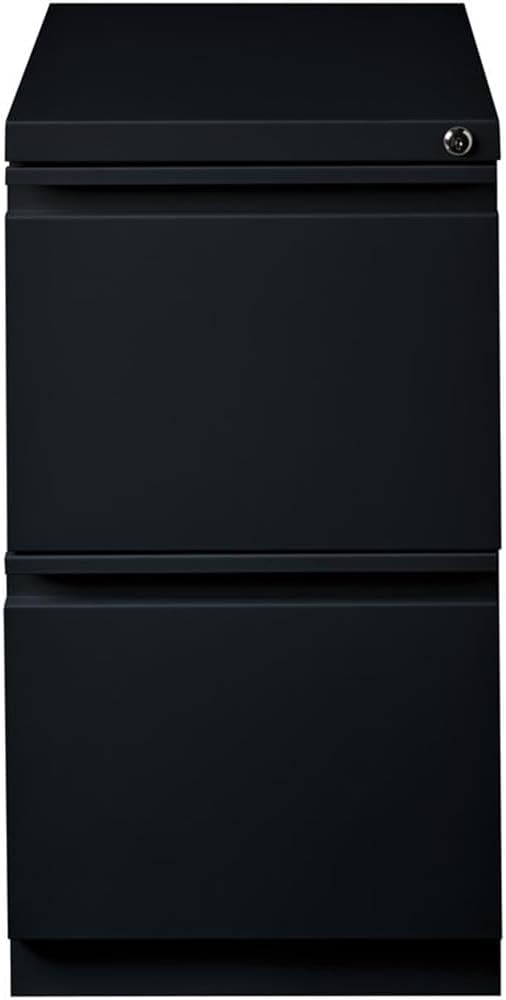 Pemberly Row 2 Drawers 27.75" Vertical Black Metal Filing Cabinet Lockable Pre-Assembled Stationary Letter Size for Home, Office