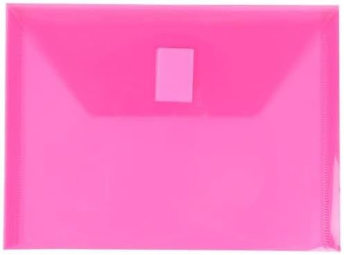 JAM PAPER Plastic Envelopes with Hook & Loop Closure - Index - 5 1/2 x 7 1/2 - Fuchsia Pink - 3/Pack