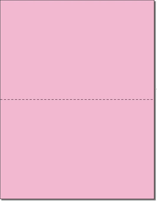 Limited Papers (TM) 8.5x11 Perforated Paper, 20/50 Pound, 75 GSM, Variety of Perforation Sizes and Colors, for Forms, Tickets, Postcards, Business Cards. (Pink, 2 up - horizontal 5.5”)