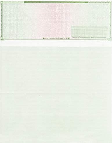 250 Blank Check Stock - Check on Top Mazed - Paper Weight # 70"High Security" Check Paper Green/Red Mazed