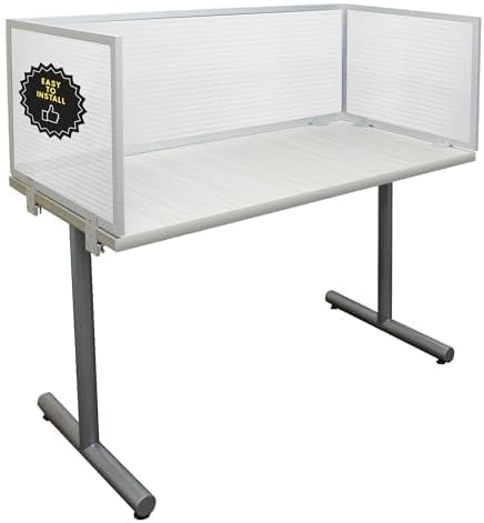 OBEX Polycarbonate Office Desk Mounted Privacy Screen Adjustable Table Top Panel Divider, Universal Aluminum Bracket-USA Made, 24" x 48", Translucent