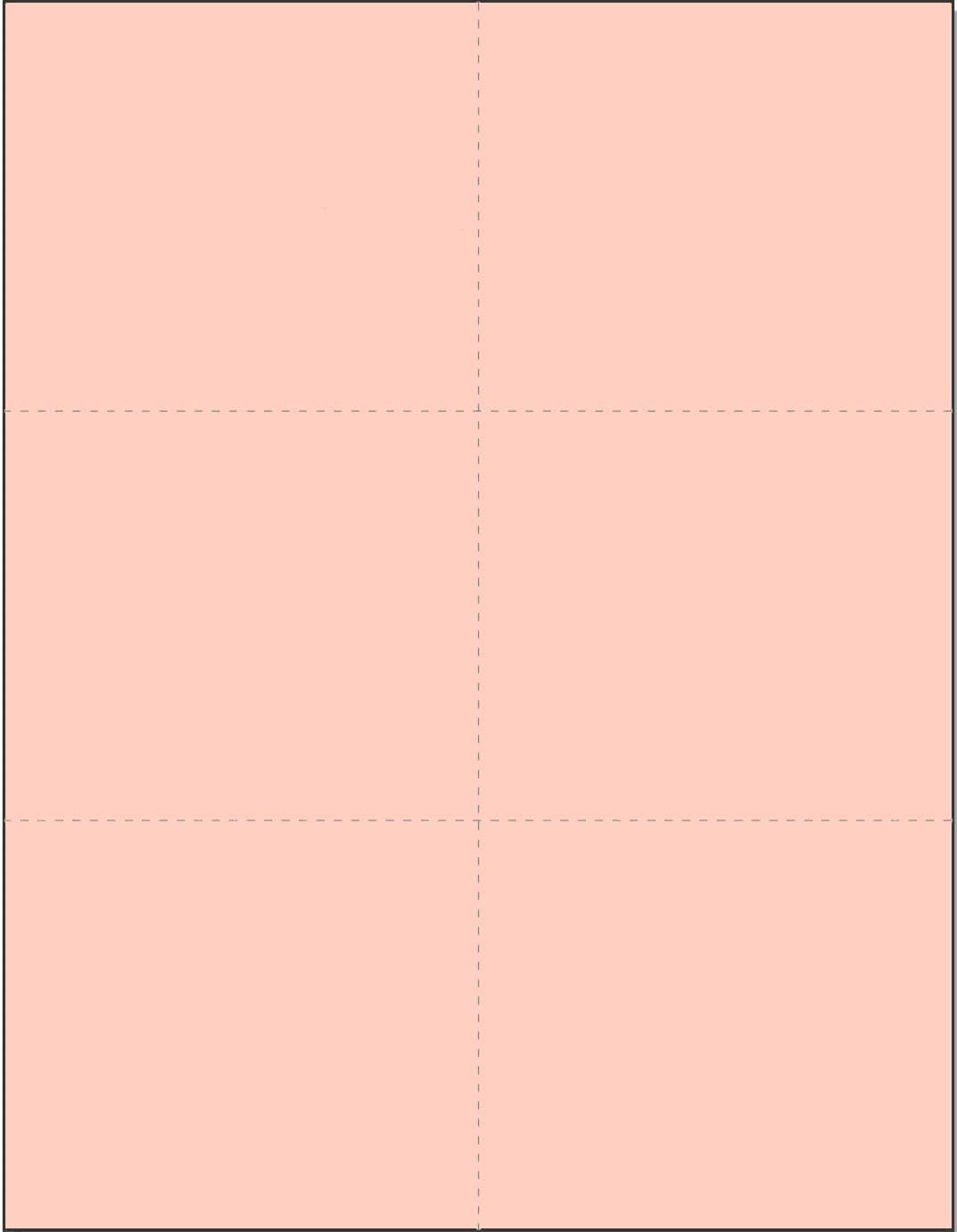 Limited Papers (TM) 8.5x11 Perforated Paper, 20/50 Pound, 75 GSM, Variety of Perforation Sizes and Colors, for Forms, Tickets, Postcards, Business Cards. (Peach, 6 up)