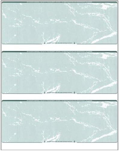 Business Voucher Check Stock - Computer Laser Checks - 3 Checks Per Page, 2500 Sheets/7500 Checks Green Marble
