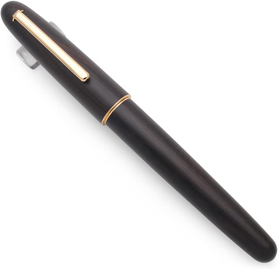 JINHAO 9036 Natural Wood Fountain Pen Handmade Ink Pen (Medium Nib 0.7mm, Ebony Wood)