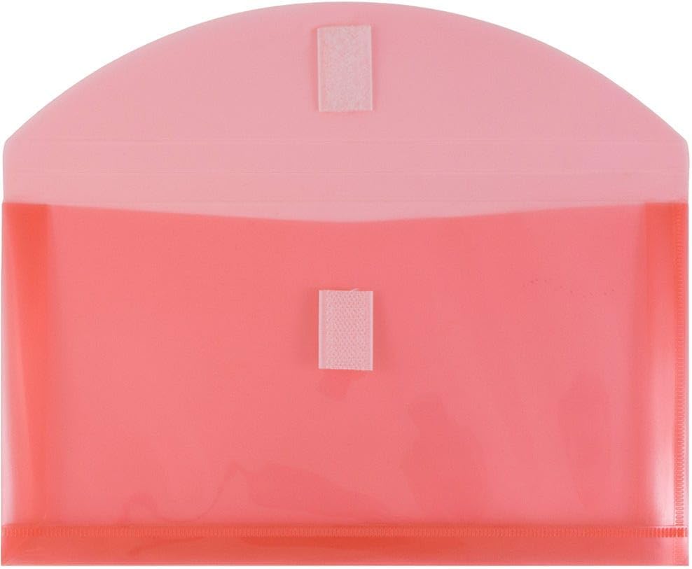 JAM PAPER Plastic Expansion Envelopes with Hook & Loop Closure - #10 Booklet Wallet - 5 1/4 x 10 with 1 Inch Expansion - Red - 3/Pack
