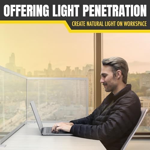 OBEX Polycarbonate Office Desk Mounted Privacy Screen Adjustable Table Top Panel Divider, Universal Aluminum Bracket-USA Made, 24" x 36", Translucent