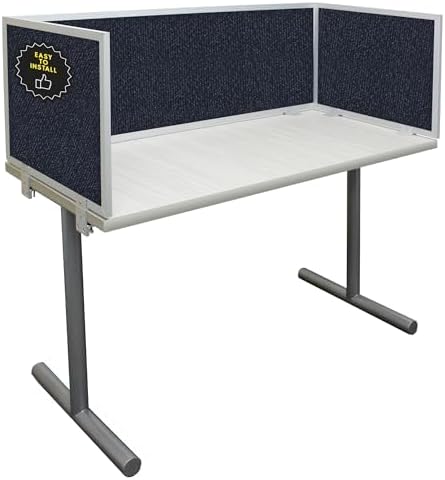 OBEX Acoustic Mounted Screen Privacy Panel Table Top Separator, Sound Blocking Desk Divider (Slate, 18" X 48")