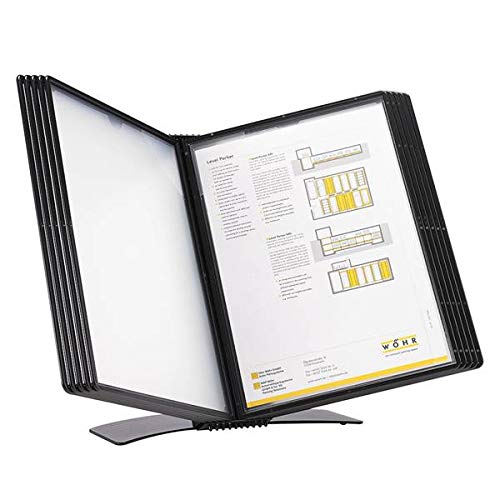 Tarifold DJOIS Desktop Reference & Display System - Durable Metal Base & Polypropylene - Letter-Size - 10 Double-Sided Pockets - 20 Sheet Capacity - Easy-Load - Made in France - Black
