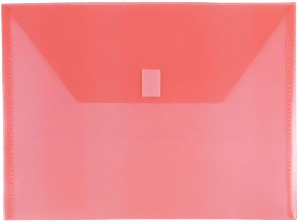 JAM PAPER Plastic Envelopes with Hook & Loop Closure - Letter Booklet - 9 3/4 x 13 - Red - 3/Pack