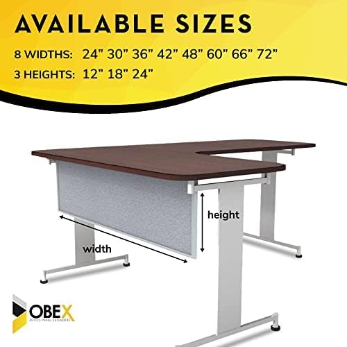 OBEX Acoustic Table Mounted Modesty Desk Privacy & Sound Absorbing Panel for Office Cubicles, 24" x 72", Overcast