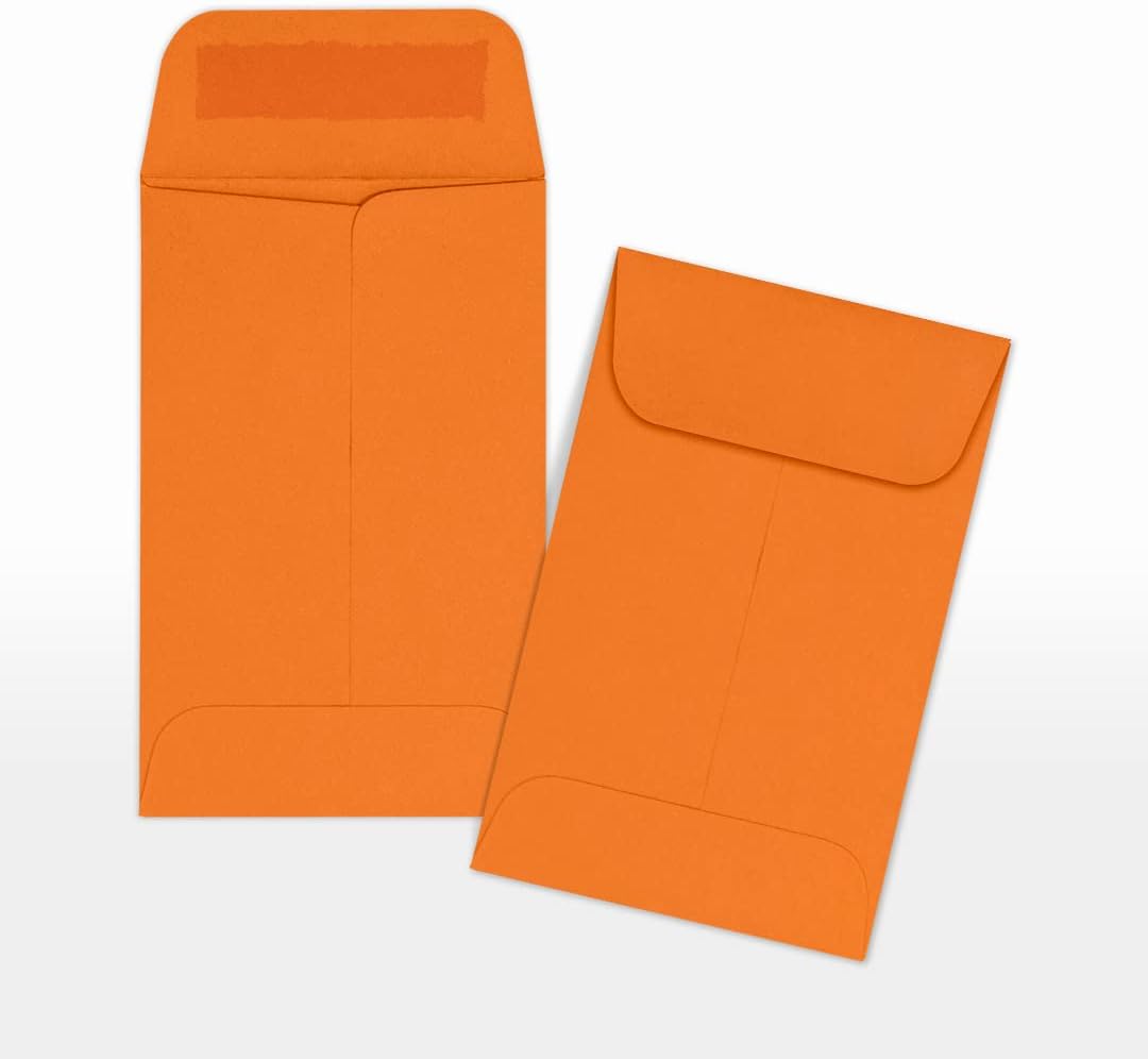 LUXPaper #1 Coin Envelopes | 2 1/4" x 3 1/2" | Mandarin Orange | 80lb. Text | 500 Qty