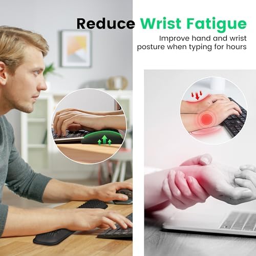 MEKASS Ergonomic Wrist Rest for Keyboard and Mouse, Soft Memory Foam Keyboard Wrist Rest Set with Non-Slip Silicone Base, Easy Typing, Pain Relief, Comfort for Office, Work, Gaming (Brown Marble)