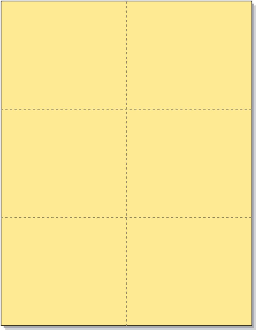 Limited Papers (TM) 8.5x11 Perforated Paper, 20/50 Pound, 75 GSM, Variety of Perforation Sizes and Colors, for Forms, Tickets, Postcards, Business Cards. (Buff, 6 up)