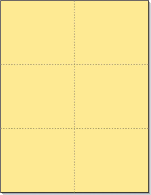 Limited Papers (TM) 8.5x11 Perforated Paper, 20/50 Pound, 75 GSM, Variety of Perforation Sizes and Colors, for Forms, Tickets, Postcards, Business Cards. (Buff, 6 up)