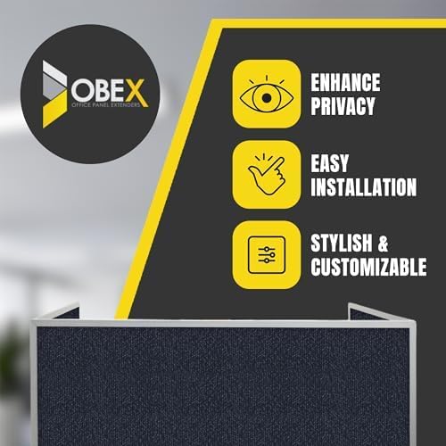 OBEX Acoustic Mounted Screen Privacy Panel Table Top Separator, Sound Blocking Desk Divider (Slate, 18" X 48")