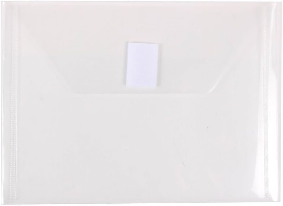 JAM PAPER Plastic Envelopes with Hook & Loop Closure - Index - 5 1/2 x 7 1/2 - Clear - 12/Pack