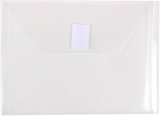 JAM PAPER Plastic Envelopes with Hook & Loop Closure - Index - 5 1/2 x 7 1/2 - Clear - 12/Pack