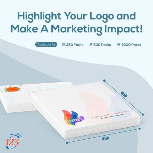 Personalized Sticky Notes 3" x 3" with Text or Logo, 25 Sheets, Custom Note Pads, to Do List Memo Pads, Adhesive Notepad, for Office, School, Business Marketing or Party Supplies, 1,000 Qty