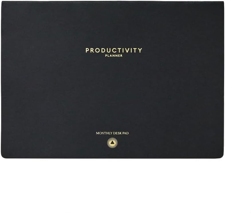 Intelligent Change Monthly Desk Pad, 2-Year Productivity Planner, Tear-Out Deskpad for to-Do List, Calendar, Productivity Tools for Time Management and Mindfulness, A4 Size, Black