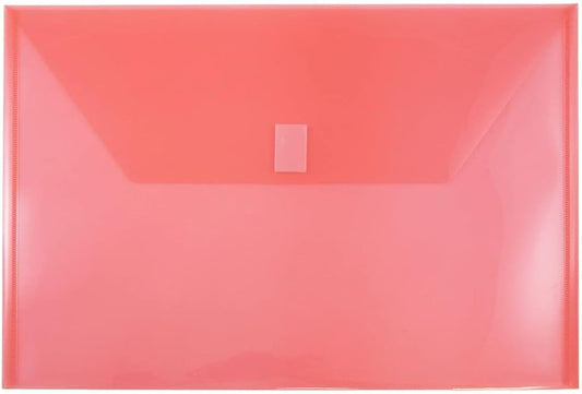 JAM PAPER Plastic Envelopes with Hook & Loop Closure - Legal Booklet - 9 3/4 x 14 1/2 - Red - 12/Pack