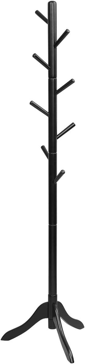 Tangkula Wooden Tree Coat Rack Freestanding, Entryway Coat Stand with 8 Hooks, Height Adjustable Coat Tree, Coat Hanger Stand for Home Office Hall Entryway