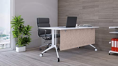 OBEX Modesty Desk PET Privacy Screen Acoustic Sound Absorbing Panel Ideal for Reception, Student Table or Office Cubicles Workstations, 18" x 60", Sand