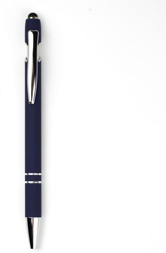 Ballpoint Pen with Stylus Tip Black Ink 1.0 mm Medium Point Soft Touch Metal Matt Assorted Color Barrel 10 Count