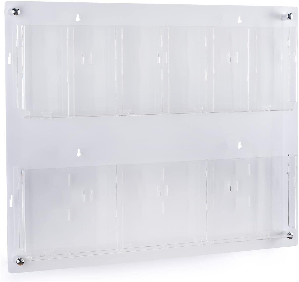 Displays2go 2-Tiered Acrylic Literature Wall Rack, Adjustable, Fits Brochures and Magazines - Clear (2RP6CLR)