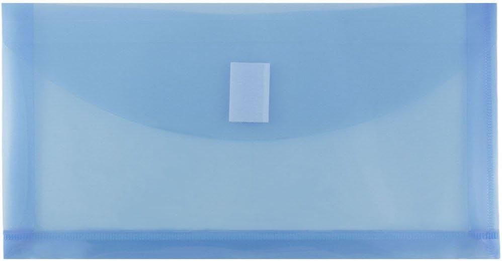 JAM PAPER Plastic Expansion Envelopes with Hook & Loop Closure - #10 Booklet Wallet - 5 1/4 x 10 with 1 Inch Expansion - Blue - 3/Pack