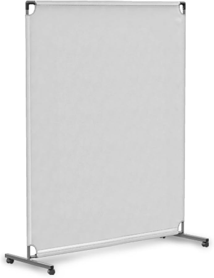 Steel-AID 50-inch Rolling Privacy Room Divider - Freestanding Office Wall Partition with Non See-Through Blackout Screen - Sturdy & Durable Iron Frame - Rolling Wheels - Black, White, Gray & Blue