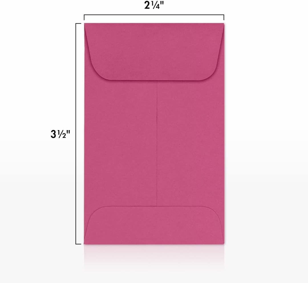 LUXPaper #1 Coin Envelopes | 2 1/4" x 3 1/2" | Magenta Pink | 80lb. Text | 50 Qty