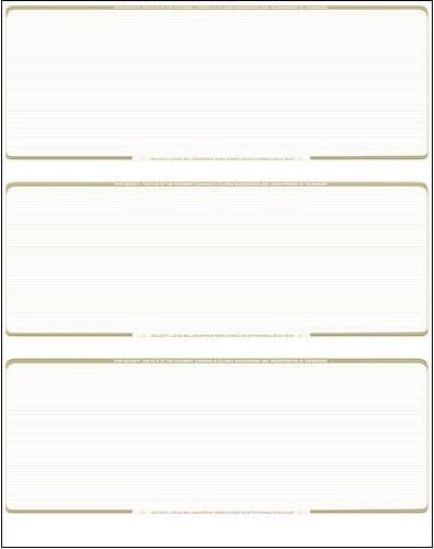 Gold Pinstripe Blank Check Stock - 300 Checks (100 Sheets) for Personal and Business Use - Laser Printable