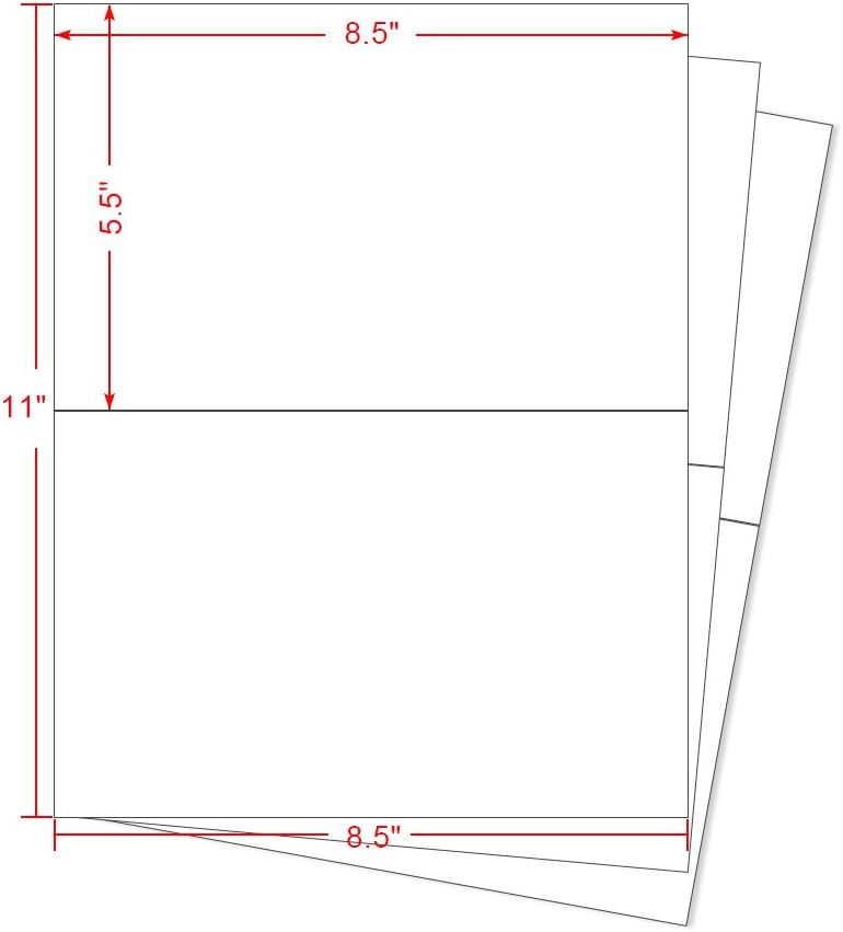 FungLam Shipping Labels 2 per Page - Half Sheet Shipping Labels for Laser & Inkjet Printers - 8.5 x 5.5 Self Adhesive Mailing Labels, White (100 Sheets, 200 Labels)