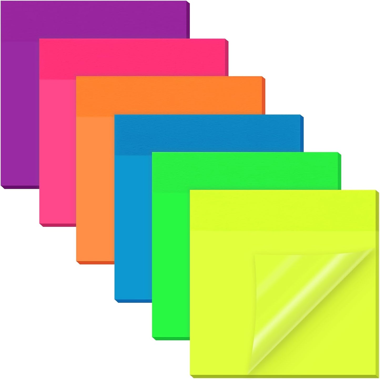 EUSOAR Transparent Sticky Notes, 300 Sheets 3x3 Inch Neon 6 Colors Planner Reminders Bible Sticky Notes Clear, Translucent Book Annotation Page Flags Stickers Nursing Note Pads for Home Work