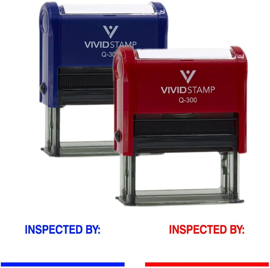 Vivid Stamp Inspected by____ Business Self-Inking Rubber Stamps (Black Ink) - Q-400