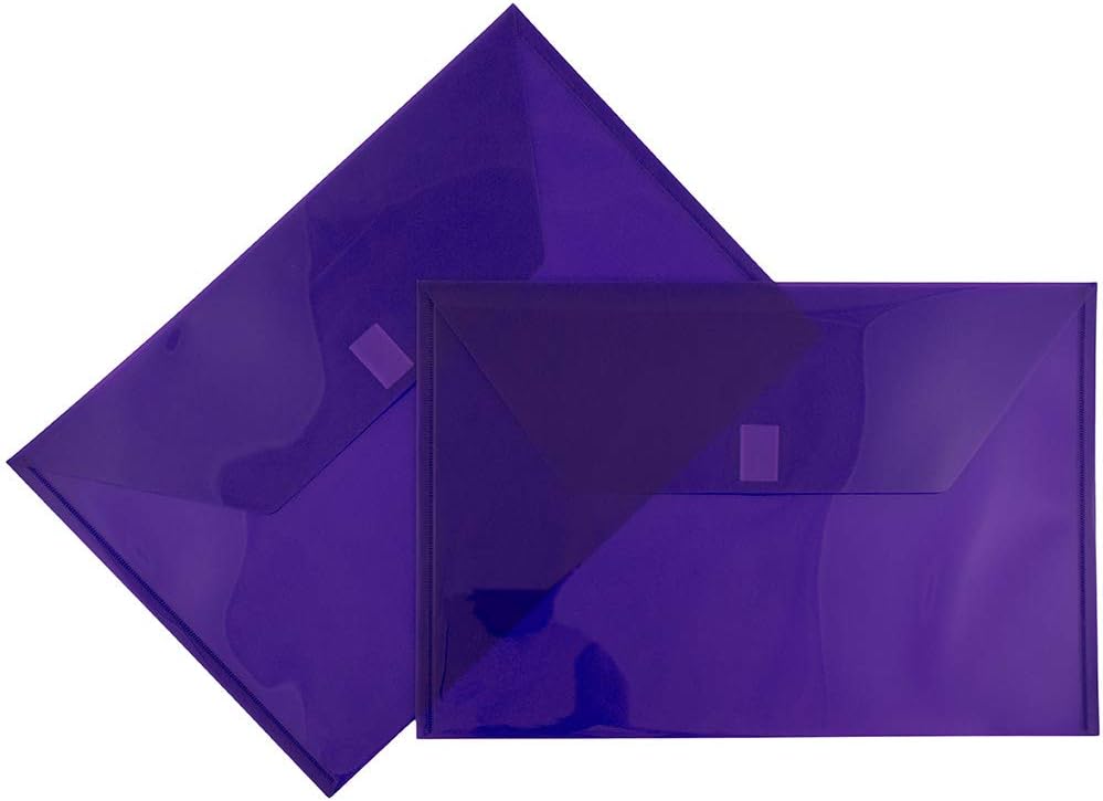 JAM PAPER Plastic Envelopes with Hook & Loop Closure - Legal Booklet - 9 3/4 x 14 1/2 - Purple - 12/Pack
