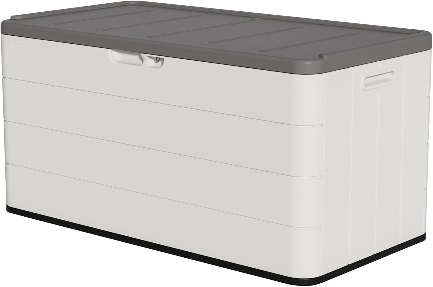 100 Gallon Plus Resin Deck Box, Waterproof Outdoor Storage Bin for Patio Furniture, Pool Accessories, and Garden Tools, Lockable & UV-Resistant, White